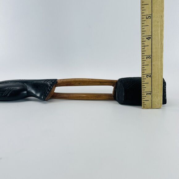 Caribbean African Folk Art Carved Wooden Woman Carrying Basket On Head VTG 20in - Picture 5 of 10